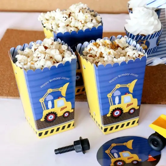 Big Dot of Happiness Construction Truck - Baby Shower or Birthday Party Favor Popcorn Treat Boxes - Set of 12 {7}