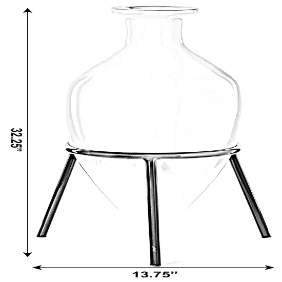 Antique Style Vase, Old Fashioned Magnificent Amphora, Decorative Large Tall Unique Vase on Slim Black Metal Tripod Stand, 32-Inch-Tall White vase, for kitchen Dining and Living Room, {4}