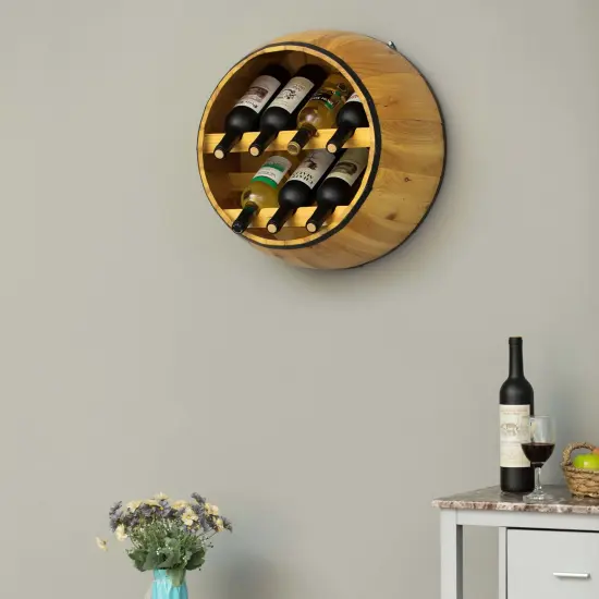 Wooden Hanging Wine Barrel Wine Rack {2}