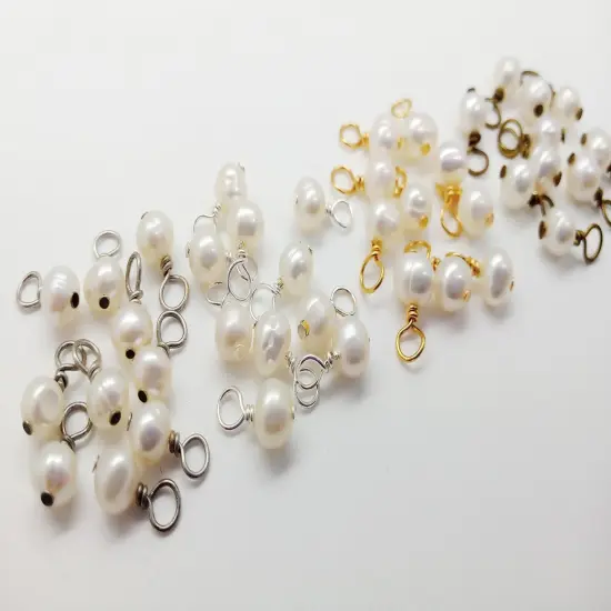 Dainty Freshwater Pearl Charms with Your Choice of Wire, 10 pieces, Adorabilities Gold-Plated {4}