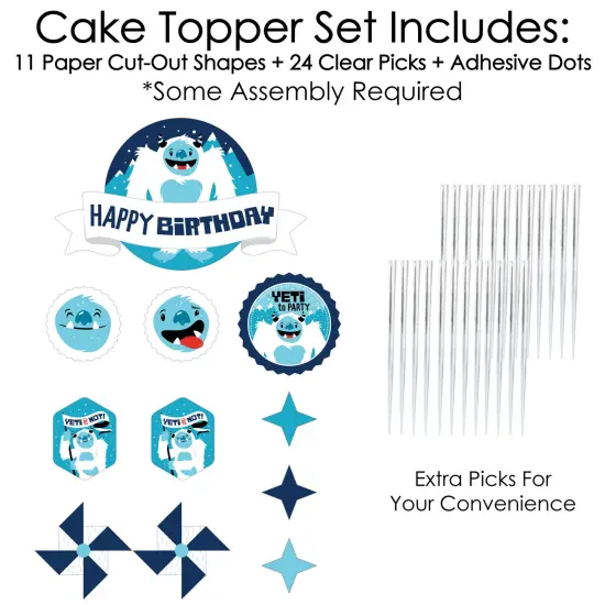 Big Dot of Happiness Yeti to Party - Abominable Snowman Birthday Party Cake Decorating Kit - Happy Birthday Cake Topper Set - 11 Pieces {4}