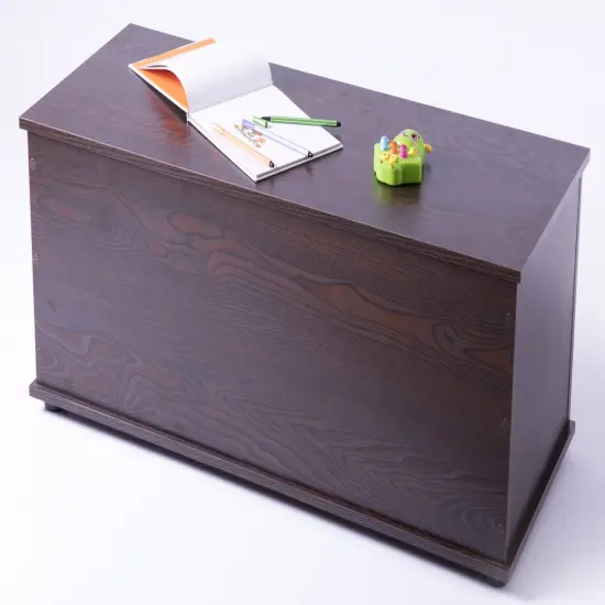 Large Storage Toy Box with Soft Closure Lid, Wooden Organizing Furniture Storage Chest Brown {3}