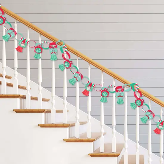 Big Dot of Happiness Elf Squad - 90 Chain Links and 30 Paper Tassels Decor Kit - Kids Elf Christmas and Birthday Party Paper Chains Garland - 21 feet {3}