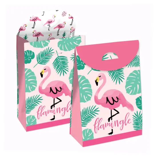Big Dot of Happiness Pink Flamingo - Tropical Summer Gift Favor Bags - Party Goodie Boxes - Set of 12 {1}
