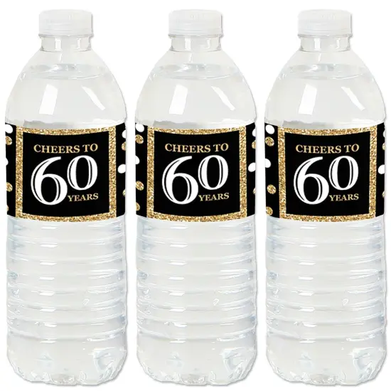 Big Dot of Happiness Adult 60th Birthday - Gold - Birthday Party Water Bottle Sticker Labels - Set of 20 {1}