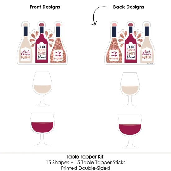 Big Dot of Happiness But First, Wine - Wine Tasting Party Centerpiece Sticks - Table Toppers - Set of 15 {6}