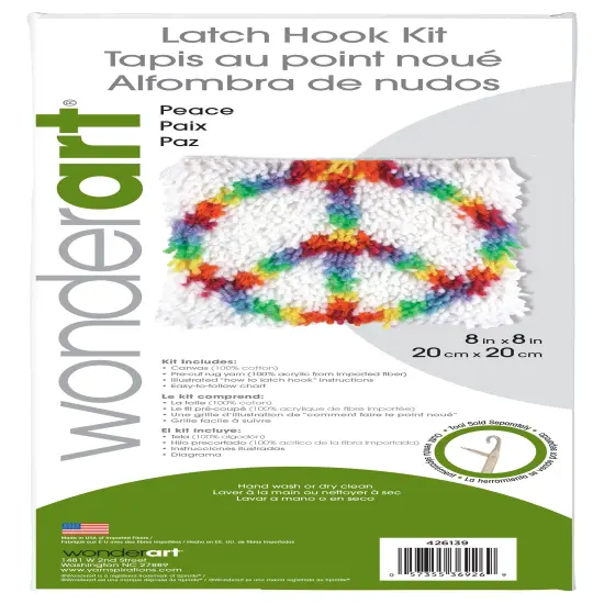 Wonderart Latch Hook Kit 8"X8"-Peace {3}