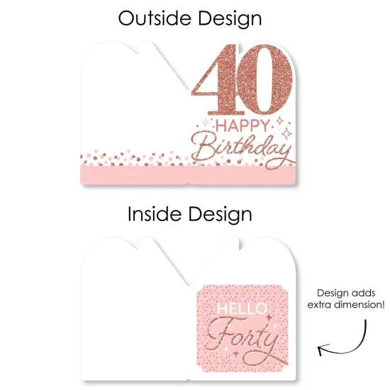 Big Dot of Happiness 40th Pink Rose Gold Birthday - Happy Birthday Giant Greeting Card - Big Shaped Jumborific Card - 16.5 x 22 inches {7}