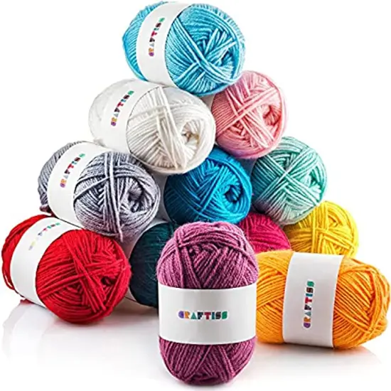 CRAFTISS 12x50g Acrylic Yarn Skeins - 1300 Yards of Soft Yarn for Crocheting and {1}