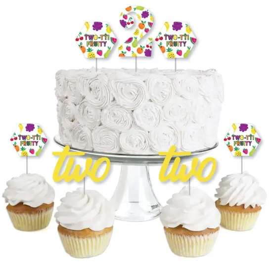 Big Dot of Happiness 2nd Birthday TWO-tti Fruity - Dessert Cupcake Toppers - Frutti Summer Second Birthday Party Clear Treat Picks - Set of 24 {1}