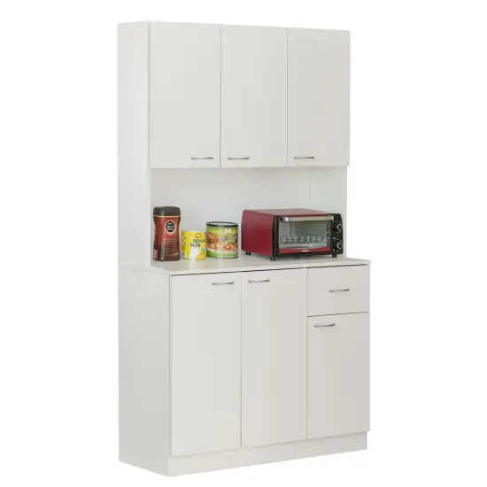 Kitchen Pantry Storage Cabinet with Drawer, Doors and Shelves, White {1}