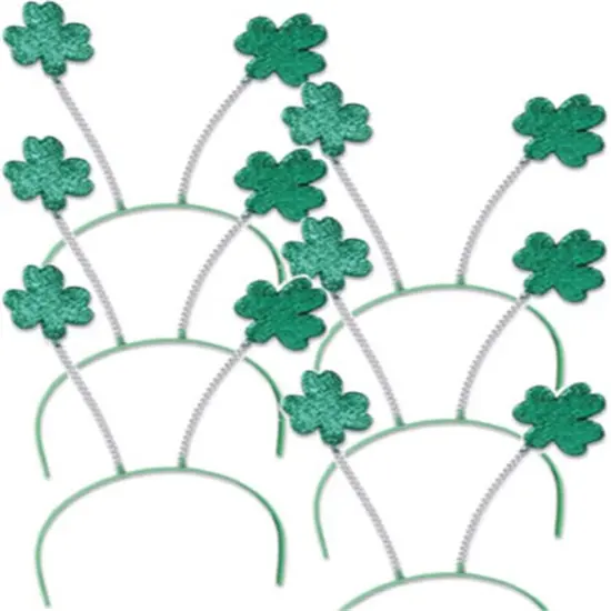 Set 12 St Patricks Day Green Shamrock Head Boppers Headbands {1}
