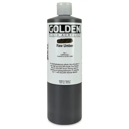 Golden Fluid Acrylics - Raw Umber, 16 oz bottle {2}