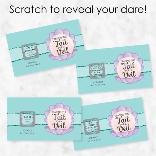 Big Dot of Happiness Trading The Tail for A Veil - Mermaid Bachelorette Party or Bridal Shower Game Scratch Off Dare Cards - 22 Count {4}