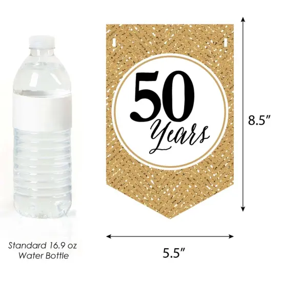 Big Dot of Happiness We Still Do - 50th Wedding Anniversary Party Bunting Banner - Gold Party Decorations - Happy Anniversary {3}