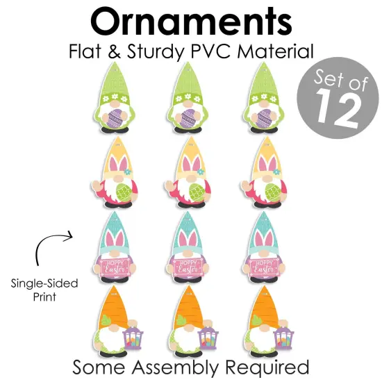 Big Dot of Happiness Easter Gnomes - Spring Bunny Decorations - Tree Ornaments - Set of 12 {6}