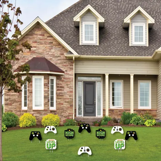 Big Dot of Happiness Game Zone - Game Controller Lawn Decorations - Outdoor Pixel Video Game Party or Birthday Party Yard Decorations - 10 Piece {3}