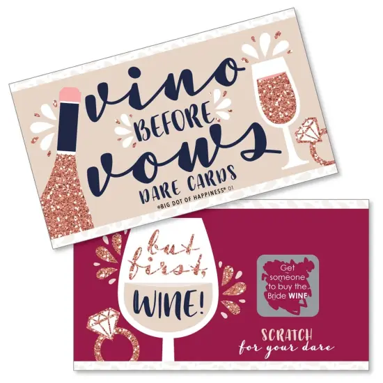 Big Dot of Happiness Vino Before Vows - Winery Bridal Shower or Bachelorette Party Game Scratch Off Dare Cards - 22 Count {1}
