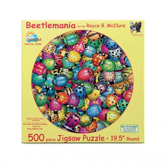 Sunsout Beetles Round Mania 500 pc Jigsaw Puzzle 31066 {4}