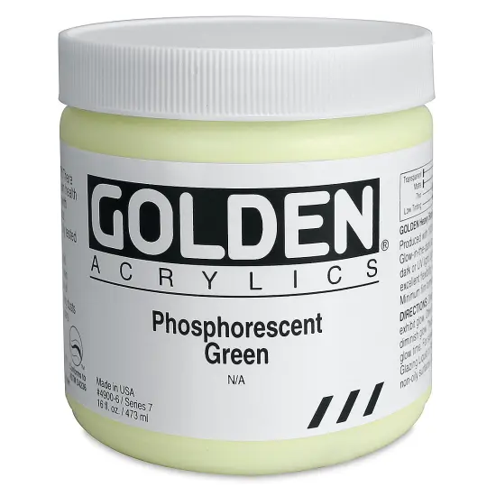 Golden Heavy Body Artist Acrylics - Phosphorescent Green, 16 oz jar {2}