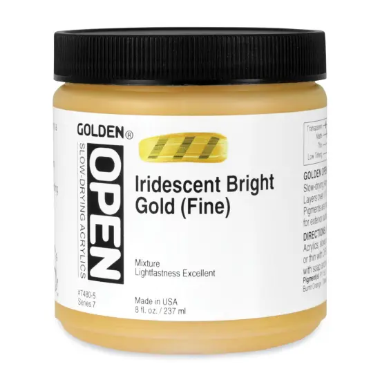 Golden Open Acrylics - Iridescent Bright Gold (Fine), 8 oz Jar {1}