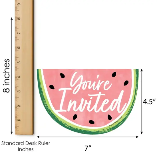 Big Dot of Happiness Sweet Watermelon - Shaped Fill-In Invitations - Fruit Party Invitation Cards with Envelopes - Set of 12 {7}