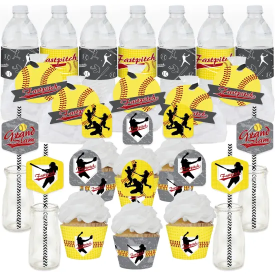 Big Dot of Happiness Grand Slam - Fastpitch Softball - Birthday Party or Baby Shower Favors and Cupcake Kit - Fabulous Favor Party Pack - 100 Pieces {1}