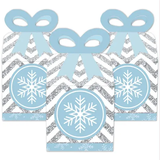 Big Dot of Happiness Winter Wonderland - Square Favor Gift Boxes - Snowflake Holiday Party and Winter Wedding Bow Boxes - Set of 12 {3}