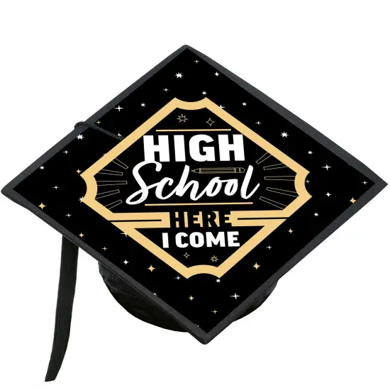 Big Dot of Happiness High School Here I Come - Middle School Graduation Cap Decorations Kit - Grad Cap Cover {1}
