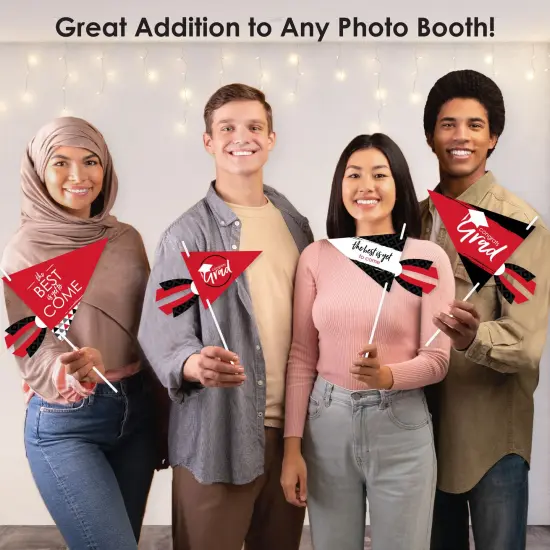 Big Dot of Happiness Red Grad - Best is Yet to Come - Triangle Red Graduation Party Photo Props - Pennant Flag Centerpieces - Set of 20 {6}