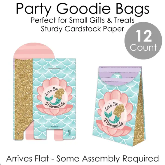 Big Dot of Happiness Let&rsquo;s Be Mermaids - Baby Shower or Birthday Gift Favor Bag - Party Goodie Boxes - Set of 12 {7}