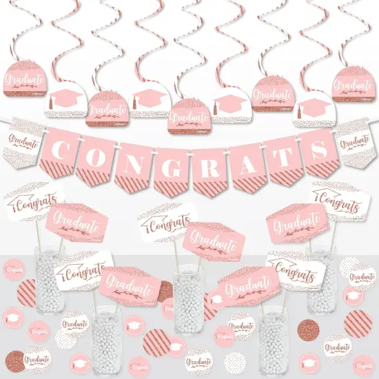Big Dot of Happiness Rose Gold Grad - Graduation Party Supplies Decoration Kit - Decor Galore Party Pack - 51 Pieces {1}