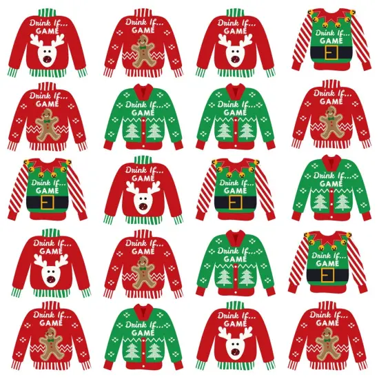 Big Dot of Happiness Drink If Game - Ugly Sweater - Christmas and Holiday Party Game - 24 Count {7}