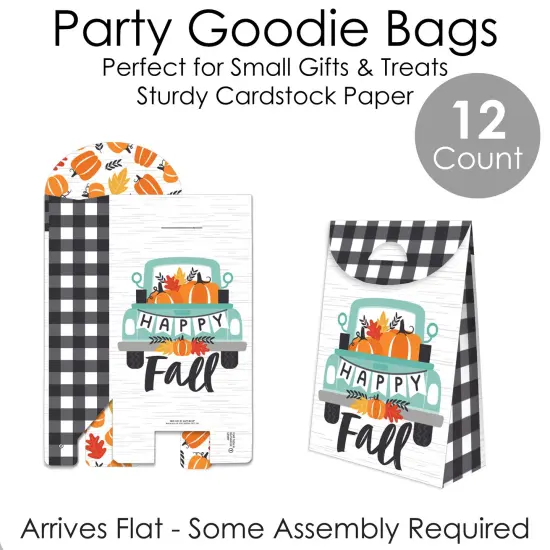Big Dot of Happiness Happy Fall Truck - Harvest Pumpkin Gift Favor Bags - Party Goodie Boxes - Set of 12 {7}