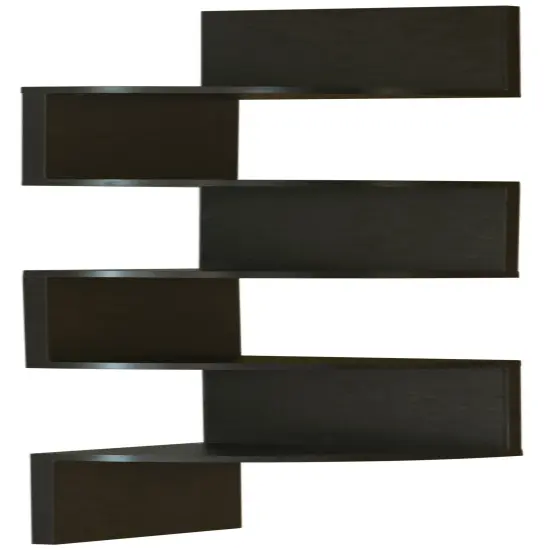 5 Tier Wall Mount Corner Shelf Black {3}