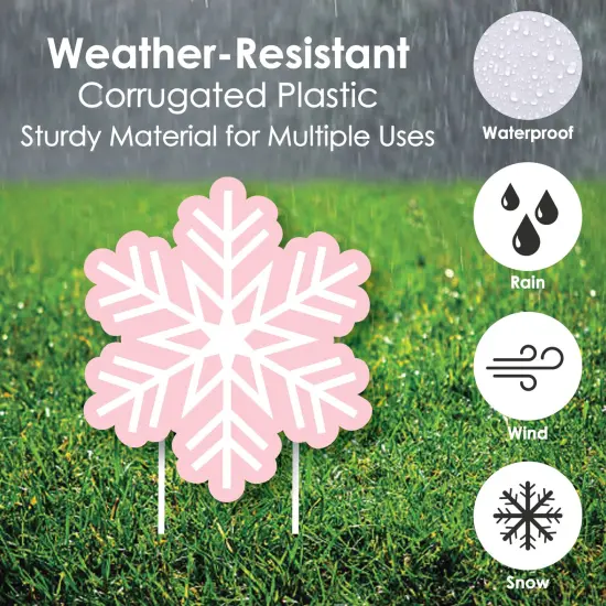 Big Dot of Happiness Pink Winter Wonderland - Yard Sign and Outdoor Lawn Decor - Holiday Snowflake Birthday Party or Baby Shower Yard Signs - Set of 8 {4}