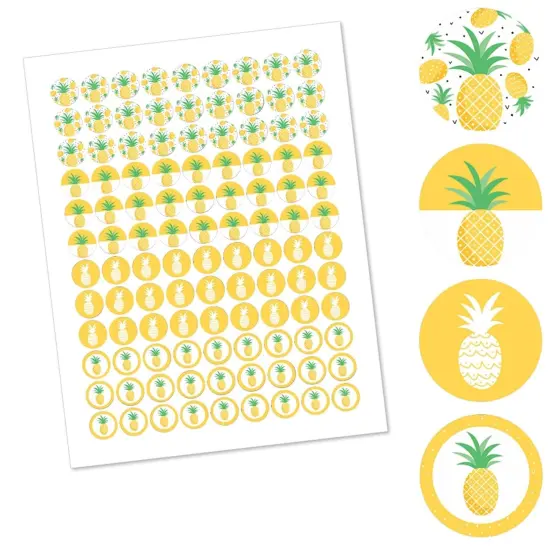 Big Dot of Happiness Tropical Pineapple - Summer Party Round Candy Sticker Favors - Labels Fits Chocolate Candy (1 sheet of 108) {3}