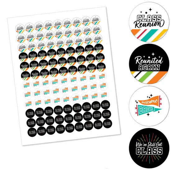 Big Dot of Happiness Still Got Class - High School Reunion Party Round Candy Sticker Favors - Labels Fits Chocolate Candy (1 sheet of 108) {3}