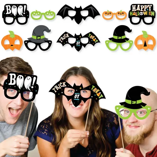 Big Dot of Happiness Jack-O'-Lantern Halloween Glasses and Masks - Paper Card Stock Kids Halloween Party Photo Booth Props Kit - 10 Count {3}