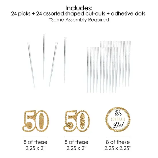Big Dot of Happiness We Still Do - 50th Wedding Anniversary - Dessert Cupcake Toppers - Anniversary Party Clear Treat Picks - Set of 24 {7}