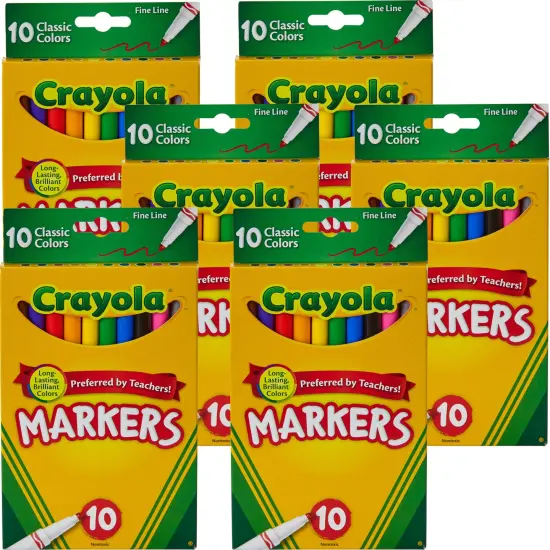 Multipack of 6 - Crayola Fine Line Markers-Classic Colors 10/Pkg {1}