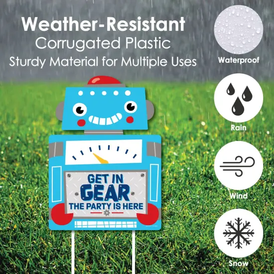 Big Dot of Happiness Gear Up Robots - Party Decorations - Birthday Party or Baby Shower Welcome Yard Sign {4}