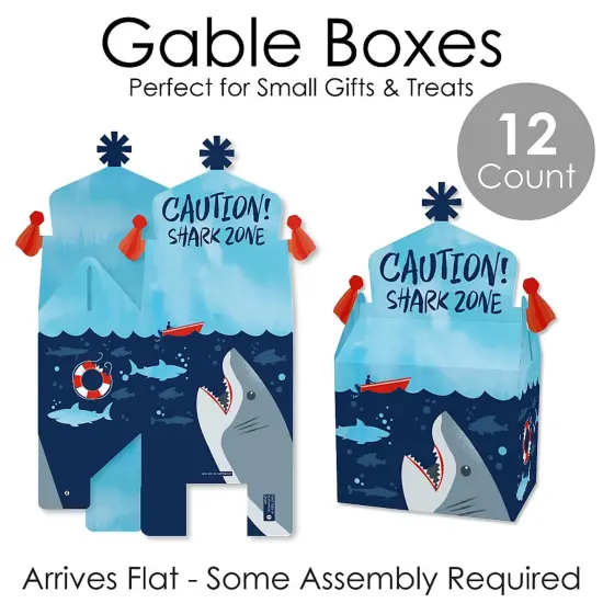 Big Dot of Happiness Shark Zone - Treat Box Party Favors - Jawsome Shark Party or Birthday Party Goodie Gable Boxes - Set of 12 {7}