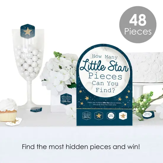 Big Dot of Happiness Twinkle Twinkle Little Star - Baby Shower or Birthday Party Scavenger Hunt - 1 Stand and 48 Game Pieces - Hide and Find Game {3}