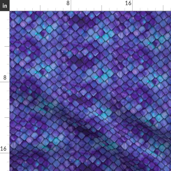 Various Fabrics by the Yard or Fat Quarter Dragon Scales Purple Scale Mermaid Blue Custom Printed Fabric by Spoonflower {2}