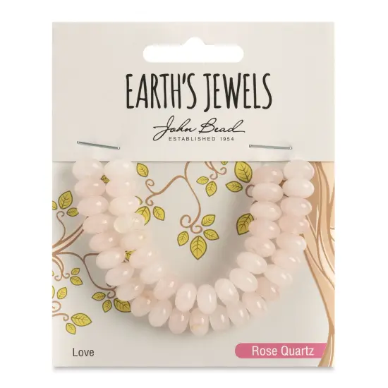 John Bead Earth's Jewels Quartz Beads - Rose Quartz, Donut Rondelle, 5 mm x 8 mm {1}