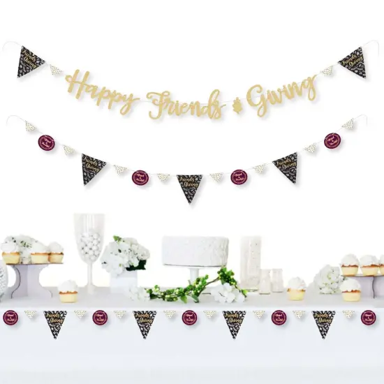 Big Dot of Happiness Elegant Thankful for Friends - Party Letter Banner Decor - 36 Cutouts & No-Mess Real Gold Glitter Happy Friends Giving Letters {3}