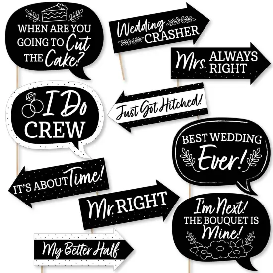 Big Dot of Happiness Funny Mr. and Mrs. - Black and White Wedding or Bridal Shower Photo Booth Props Kit - 10 Piece {1}