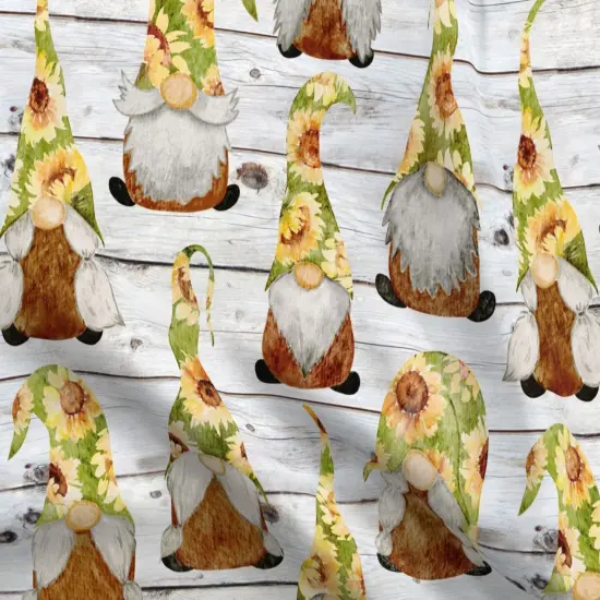 Various Fabrics by the Yard or Fat Quarter Sunflower Gnomes Yellow Home Decor Gnome Watercolor Daisies Sunflowers Custom Printed Fabric by Spoonflower {5}