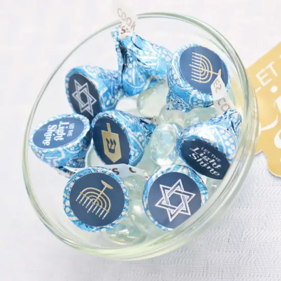 Big Dot of Happiness Happy Hanukkah - Chanukah Party Round Candy Sticker Favors - Labels Fits Chocolate Candy (1 Sheet of 108) {6}